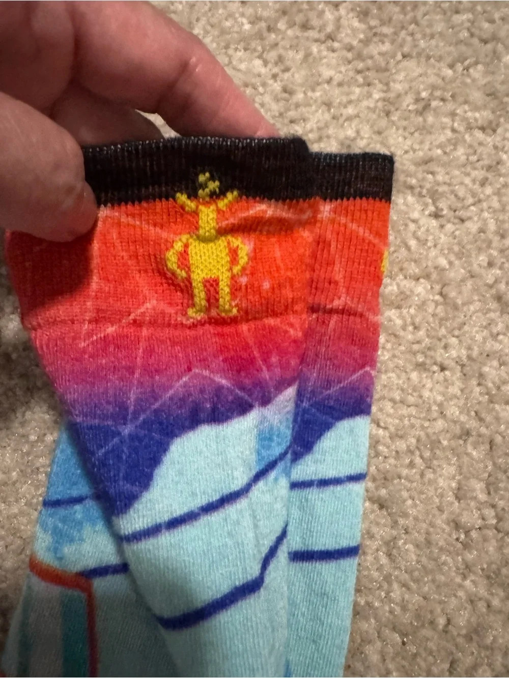 Smartwool Ski  Day Print Over The Calf Laguna Blue Capri Socks Zero Cushion NWOT